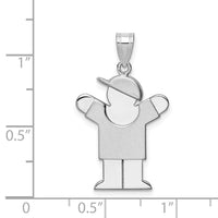 14k White Gold Medium Boy w/Hat on Right Engravable Charm