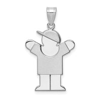 14k White Gold Medium Boy w/Hat on Right Engravable Charm