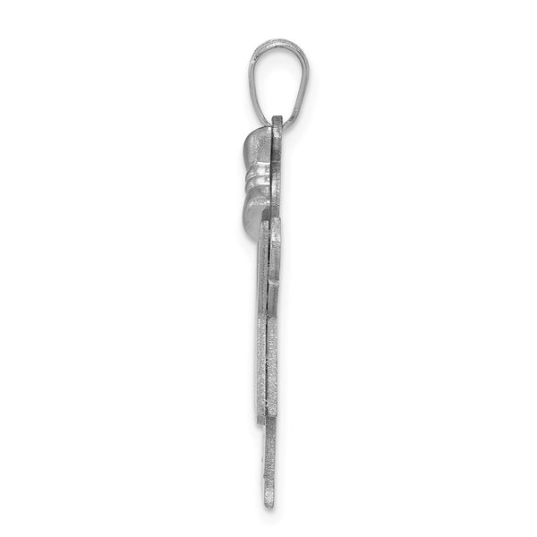 14k White Gold Medium Girl with Bow on Right Engravable Charm