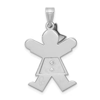 14k White Gold AAA Diamond Kid Pendant