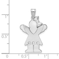 14k White Gold AAA Diamond Kid Pendant