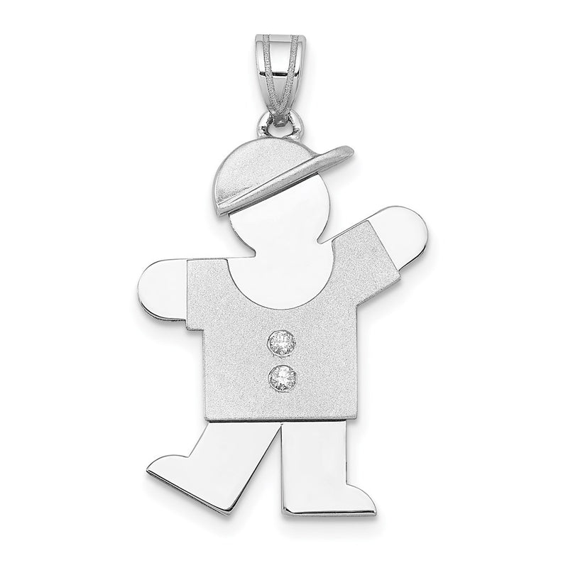 14k White Gold AA Diamond Kid Pendant