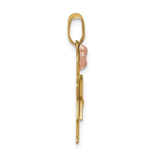 14k Two-tone VS Diamond Kid Pendant