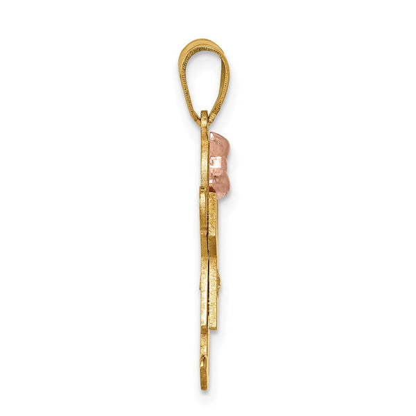 14k Two-tone AA Diamond Kid Pendant