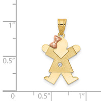 14k Two-tone AA Diamond Kid Pendant