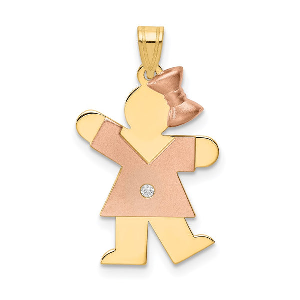 14k Two-tone A Diamond Kid Pendant