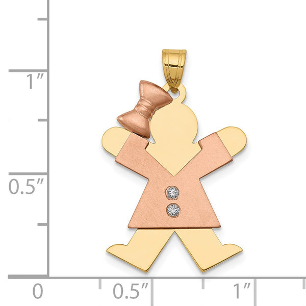 14k Two-tone A Diamond Kid Pendant