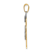 14k Two-tone AA Diamond Kid Pendant
