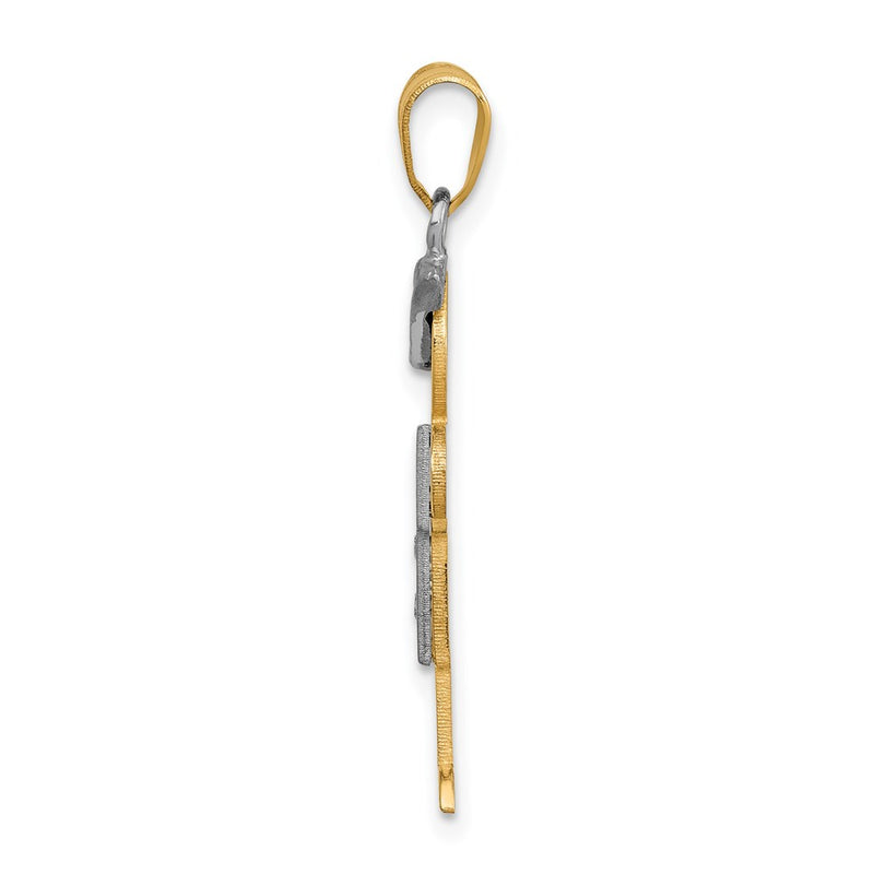 14k Two-tone AA Diamond Kid Pendant