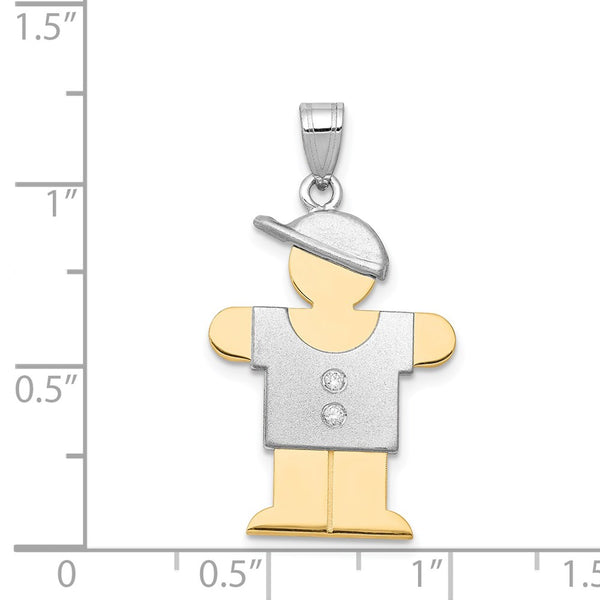 14k Two-tone A Diamond Kid Pendant