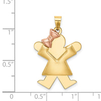 14k Two-Tone Puffed Girl with Bow on Left Engravable Charm