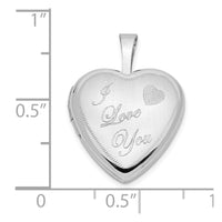 14k White Gold 16mm Satin I LOVE YOU Heart Locket