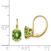 14k 8x6mm Oval Peridot Leverback Earrings