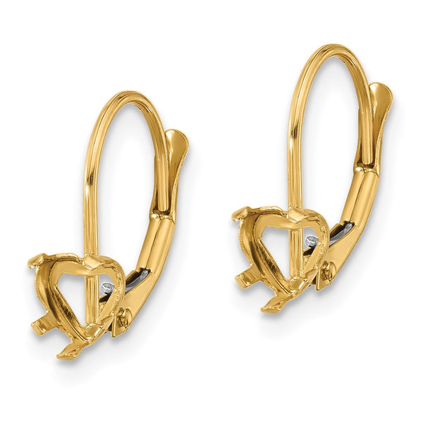 14k 5mm Heart Leverback Earring Mounting