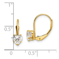 14k 5mm Heart Cubic Zirconia Leverback Earrings