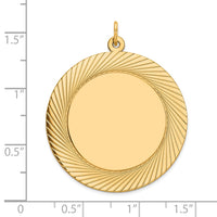14k Etched Design .018 Gauge Circular Engravable Disc Charm