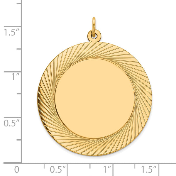 14k Etched Design .018 Gauge Circular Engravable Disc Charm