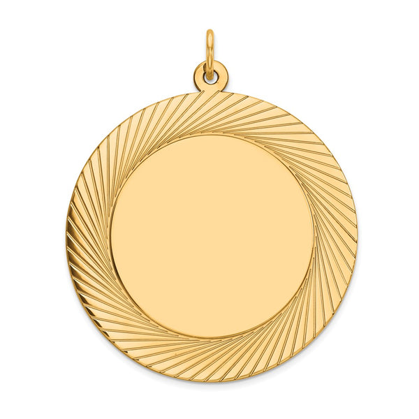 14k Etched Design .018 Gauge Circular Engravable Disc Charm
