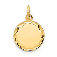 14k Etched .027 Gauge Engravable Round Disc Charm