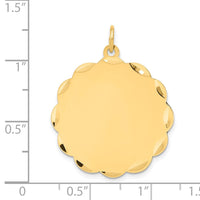 14k .035 Gauge Engravable Scalloped Disc Charm