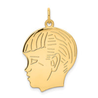 14k .011 Depth Engravable Boy Head Charm