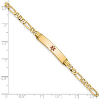 14K Medical Red Enamel Figaro ID Bracelet