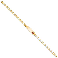 14K Medical Soft Diamond Shape Red Enamel Figaro ID Bracelet