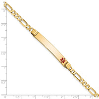 14K Medical Red Enamel Figaro ID Bracelet