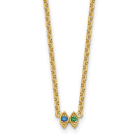 14k 2 Synthetic Birthstone Mother's Necklace