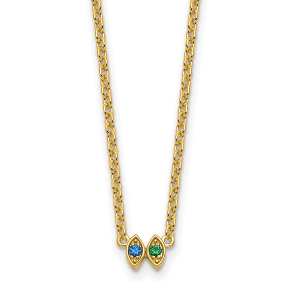 14k 2 Synthetic Birthstone Mother's Necklace