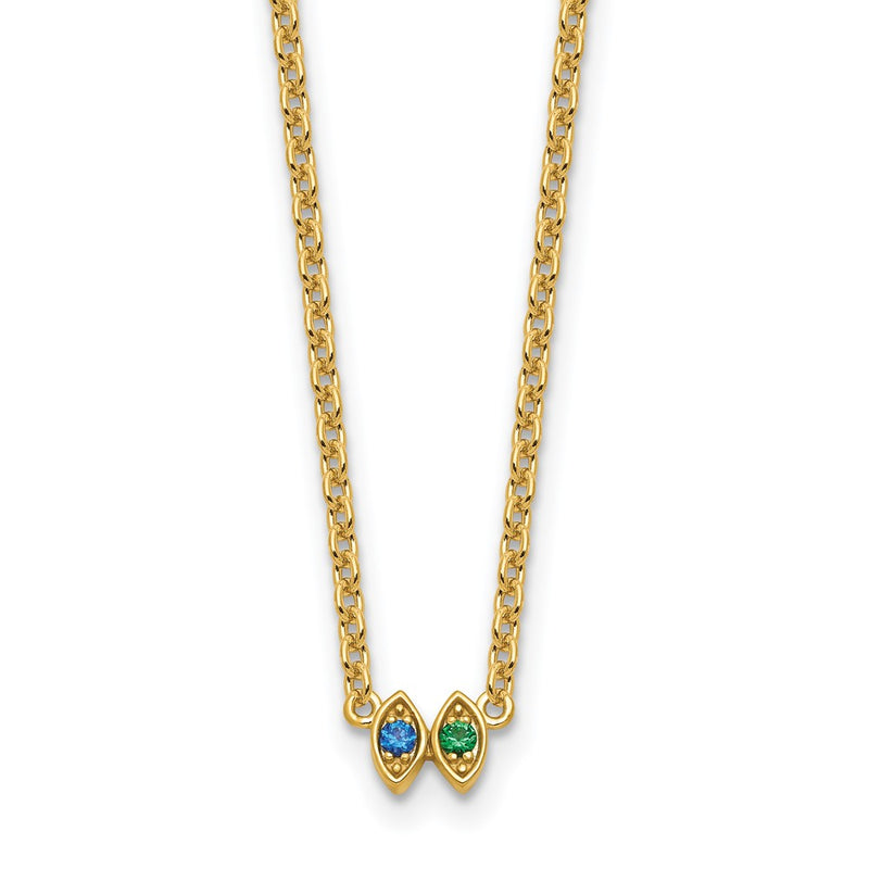14k 2 Synthetic Birthstone Mother's Necklace
