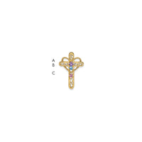 14k Genuine 3 Stone Mother's Cross Pendant