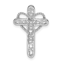 14k White Gold Synthetic Mother's Cross Pendant