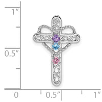 14k White Gold Synthetic Mother's Cross Pendant