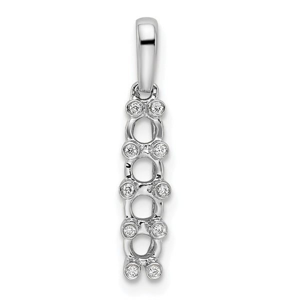 14K White Gold Family Jewelry Diamond Semi-Set Pendant