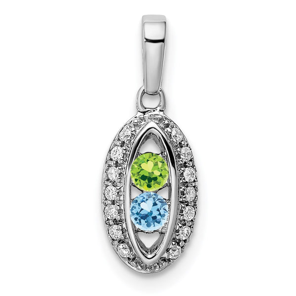 14K White Gold Family Jewelry Diamond Semi-Set Pendant