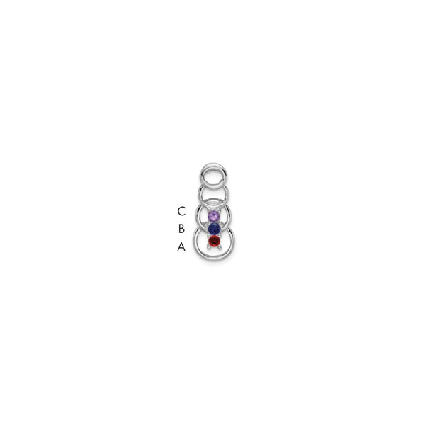 14k White Gold 3 Synthetic Stone Family Pendant