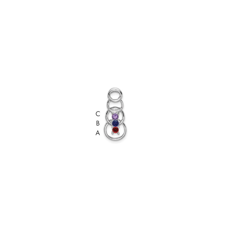 14k White Gold 3 Synthetic Stone Family Pendant