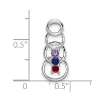 14k White Gold 3 Synthetic Stone Family Pendant