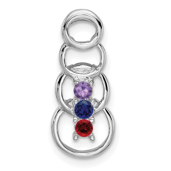 14k White Gold 3 Synthetic Stone Family Pendant