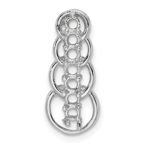 14k White Gold 7 Genuine Stone Family Pendant
