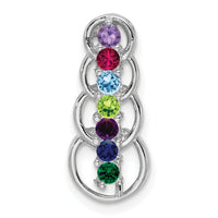 14k White Gold 7 Genuine Stone Family Pendant