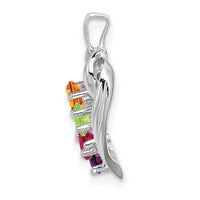 14k White Gold 4 Synthetic Stone Family Pendant