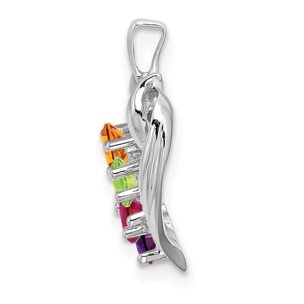 14k White Gold 4 Synthetic Stone Family Pendant