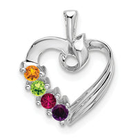 14k White Gold 4 Synthetic Stone Family Pendant