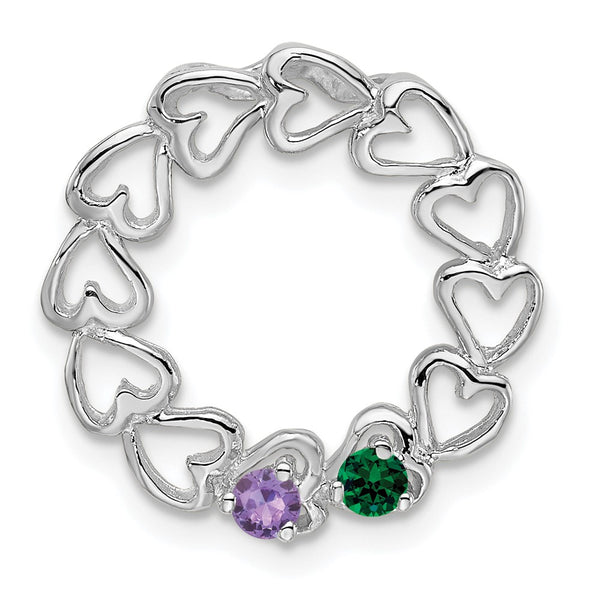 14k White Gold 2 Synthetic Stone Family Pendant