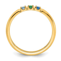 14k Yellow Gold 3 Synthetic Birthstone Mother's Ring