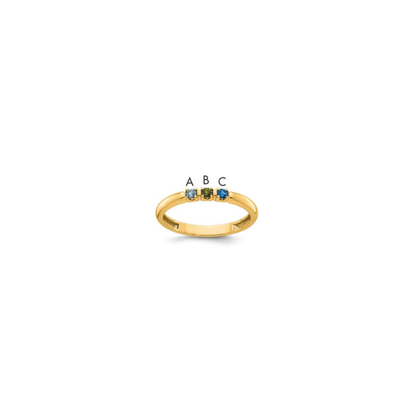 14k Yellow Gold 3 Synthetic Birthstone Mother's Ring