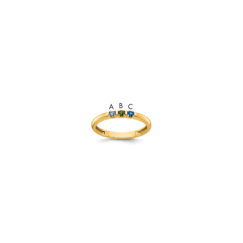 14k Yellow Gold 3 Synthetic Birthstone Mother's Ring
