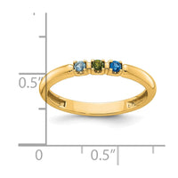 14k Yellow Gold 3 Synthetic Birthstone Mother's Ring